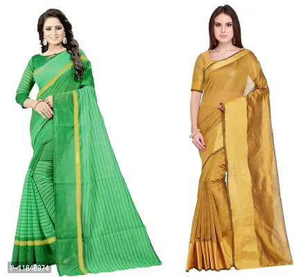 Beautiful Cotton Silk Saree With Blouse Piece Pack Of 2