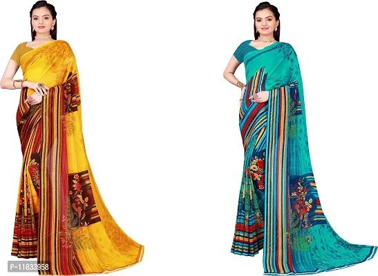 Beautiful Georgette Saree with Blouse Piece Pack Of 2