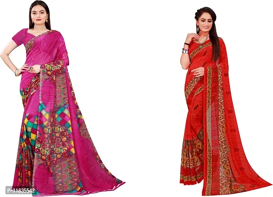 Beautiful Georgette Saree with Blouse Piece Pack Of 2