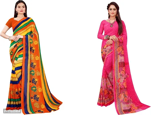 Beautiful Georgette Saree With Blouse Piece Pack Of 2