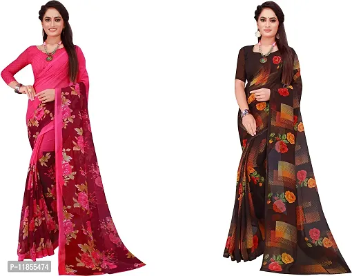 Beautiful Georgette Saree With Blouse Piece Pack Of 2-thumb0