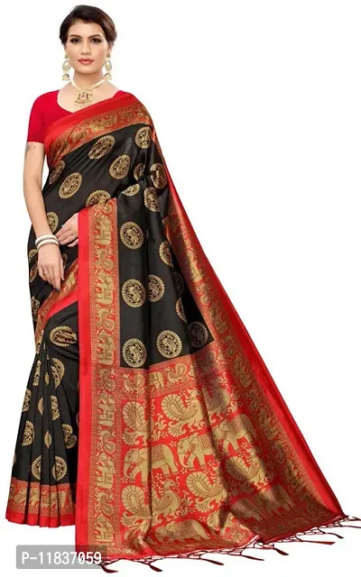 Beautiful Art Silk Saree with Blouse Piece-thumb0