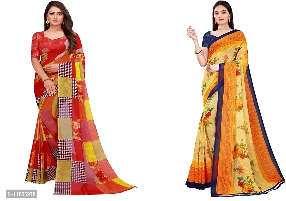 Beautiful Georgette Saree With Blouse Piece Pack Of 2-thumb0