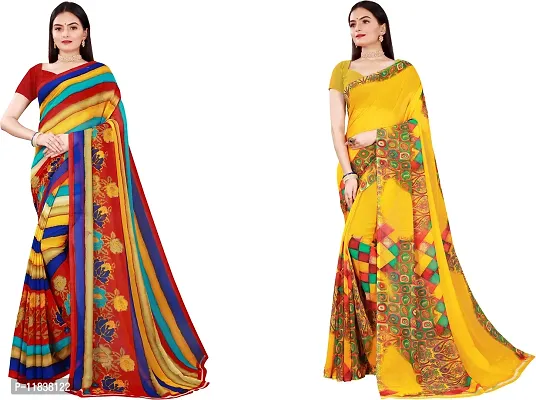 Beautiful Georgette Saree with Blouse Piece Pack Of 2-thumb0