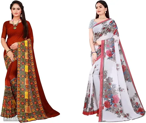 Beautiful Georgette Saree with Blouse Piece Pack Of 2-thumb0