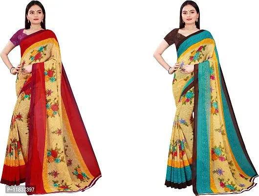 Beautiful Georgette Saree with Blouse Piece Pack Of 2