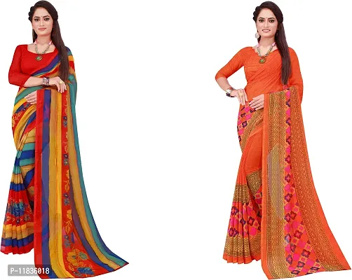 Beautiful Georgette Saree with Blouse Piece Pack Of 2