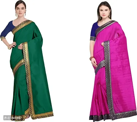 Beautiful Art Silk Saree With Blouse Piece Pack Of 2