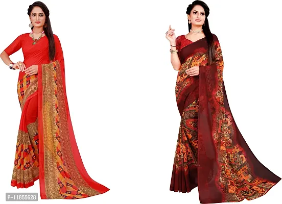 Beautiful Georgette Saree With Blouse Piece Pack Of 2-thumb0