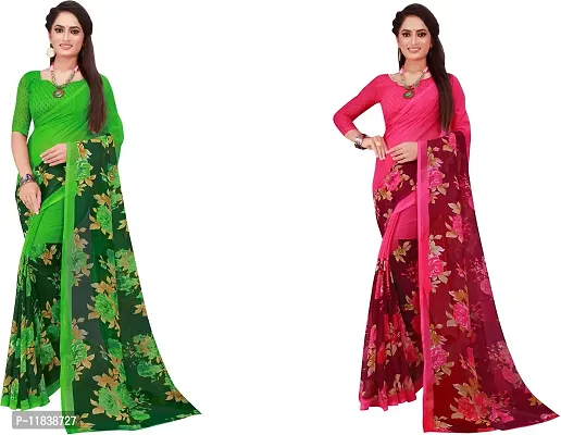 Beautiful Georgette Saree with Blouse Piece Pack Of 2-thumb0