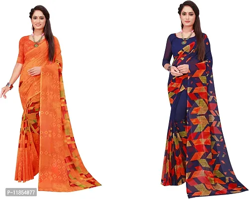 Beautiful Georgette Saree With Blouse Piece Pack Of 2