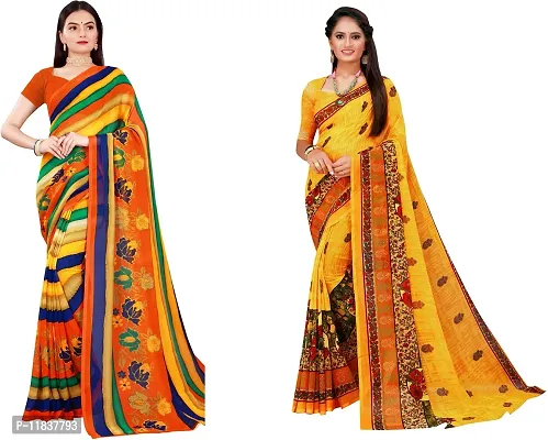 Beautiful Georgette Saree with Blouse Piece Pack Of 2-thumb0