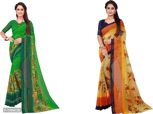 Beautiful Georgette Saree With Blouse Piece Pack Of 2-thumb0