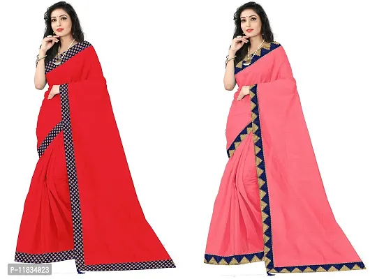 Beautiful Art Silk Saree with Blouse Piece Pack Of 2-thumb0