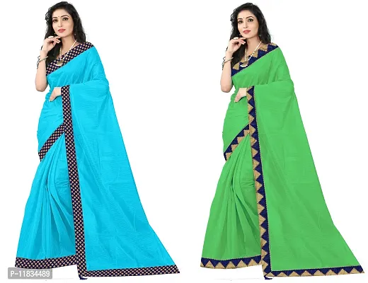 Beautiful Art Silk Saree with Blouse Piece Pack Of 2-thumb0