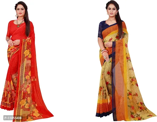 Beautiful Georgette Saree With Blouse Piece Pack Of 2