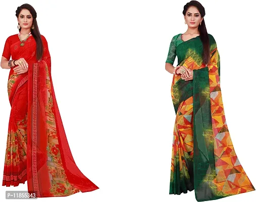 Beautiful Georgette Saree With Blouse Piece Pack Of 2-thumb0