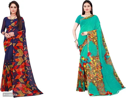 Beautiful Georgette Saree With Blouse Piece Pack Of 2-thumb0