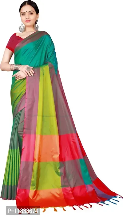 Beautiful Cotton Silk Saree with Blouse Piece-thumb0