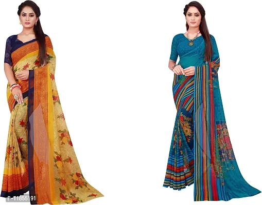 Beautiful Georgette Saree With Blouse Piece Pack Of 2-thumb0