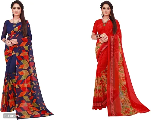 Beautiful Georgette Saree With Blouse Piece Pack Of 2