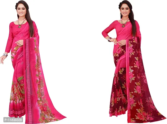 Beautiful Georgette Saree with Blouse Piece Pack Of 2-thumb0