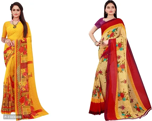 Beautiful Georgette Saree with Blouse Piece Pack Of 2-thumb0