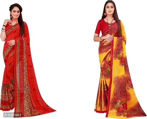 Beautiful Georgette Saree with Blouse Piece Pack Of 2