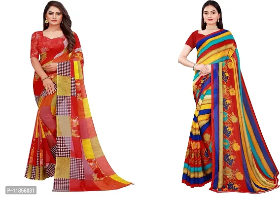 Beautiful Georgette Saree With Blouse Piece Pack Of 2