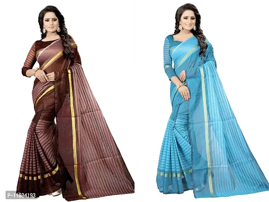 Beautiful Cotton Silk Saree with Blouse Piece Pack Of 2-thumb0