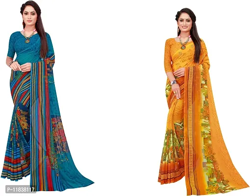 Beautiful Georgette Saree with Blouse Piece Pack Of 2