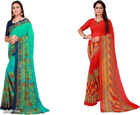 Beautiful Georgette Saree with Blouse Piece Pack Of 2-thumb0