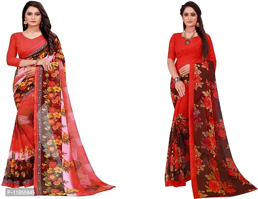 Beautiful Georgette Saree With Blouse Piece Pack Of 2-thumb0