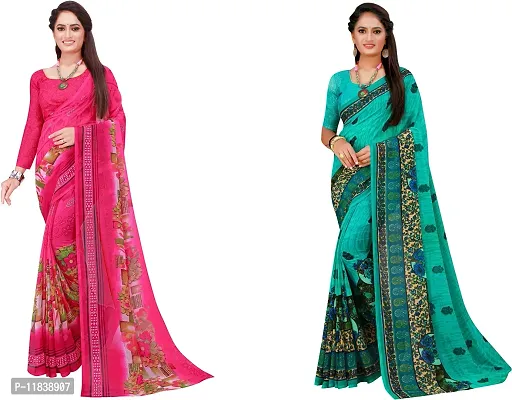 Beautiful Georgette Saree with Blouse Piece Pack Of 2-thumb0