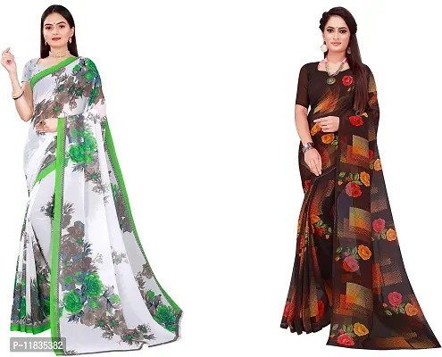 Beautiful Georgette Saree with Blouse Piece Pack Of 2-thumb0