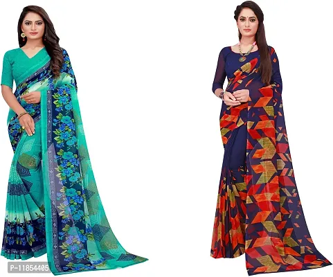 Beautiful Georgette Saree With Blouse Piece Pack Of 2