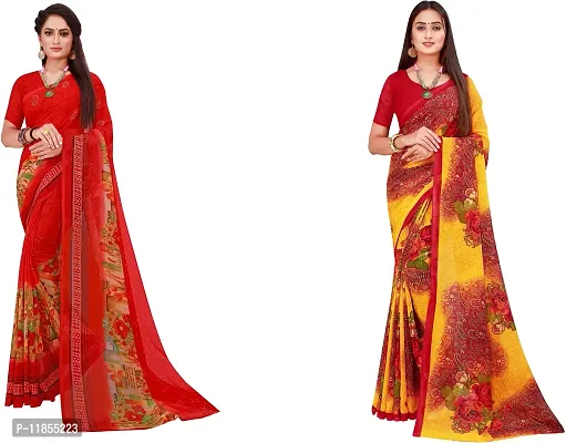 Beautiful Georgette Saree With Blouse Piece Pack Of 2