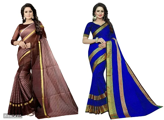 Beautiful Cotton Silk Saree with Blouse Piece Pack Of 2-thumb0