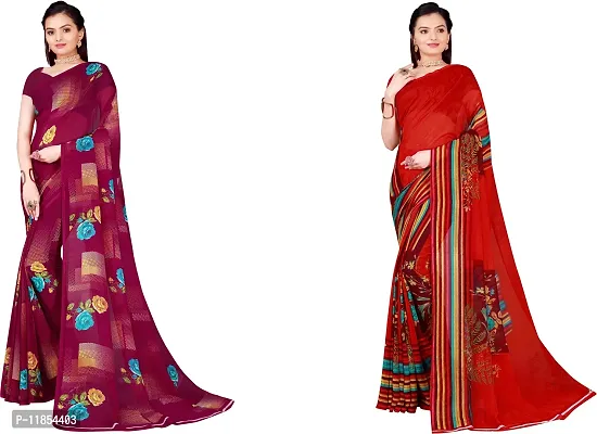 Beautiful Georgette Saree With Blouse Piece Pack Of 2