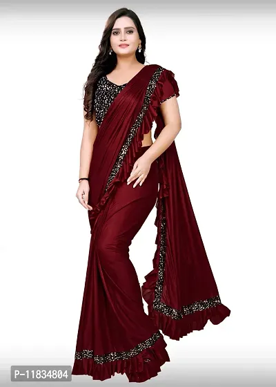 Beautiful Silk Blend Saree with Blouse Piece-thumb0