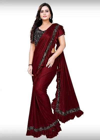 Classic Linen Blend Saree with Blouse piece For Women