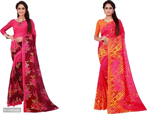 Beautiful Georgette Saree With Blouse Piece Pack Of 2