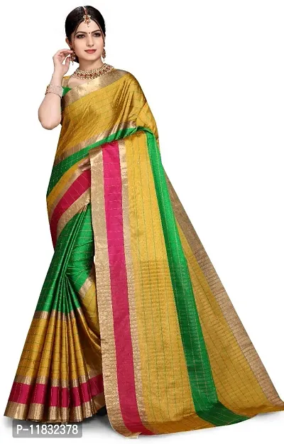 Beautiful Art Silk Saree with Blouse Piece-thumb0