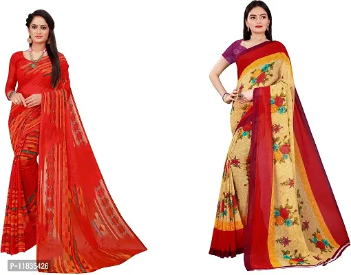 Beautiful Georgette Saree with Blouse Piece Pack Of 2