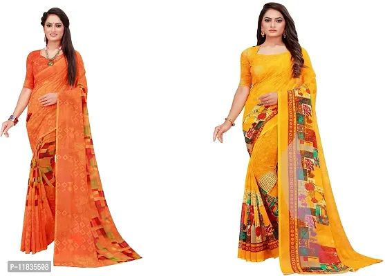 Beautiful Georgette Saree with Blouse Piece Pack Of 2-thumb0