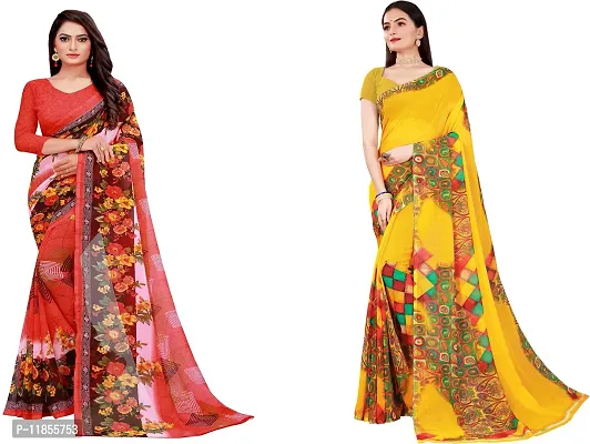 Beautiful Georgette Saree With Blouse Piece Pack Of 2