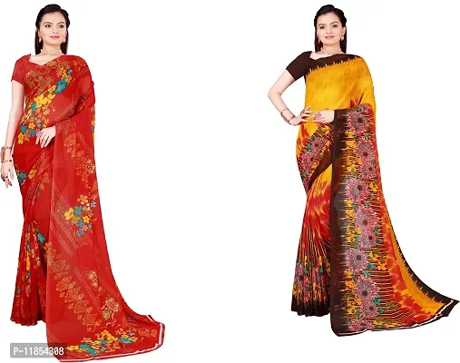 Beautiful Georgette Saree With Blouse Piece Pack Of 2-thumb0