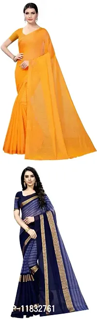 Beautiful Art Silk Saree with Blouse Piece Pack Of 2