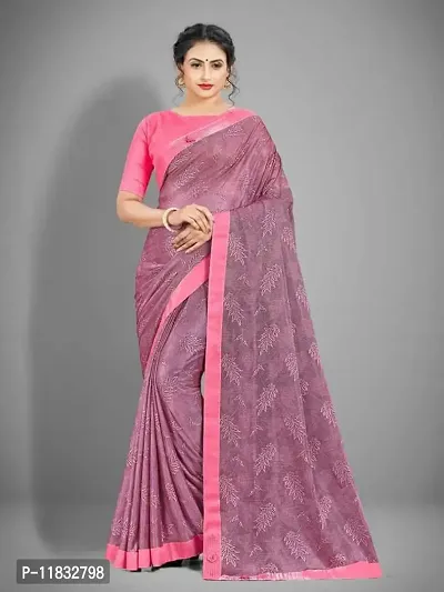 Beautiful Lycra Saree with Blouse Piece-thumb0