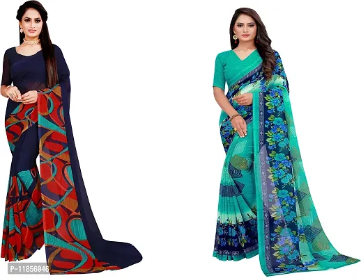 Beautiful Georgette Saree With Blouse Piece Pack Of 2